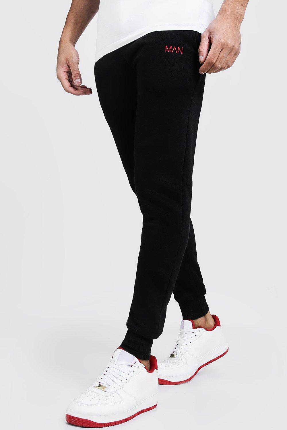 mens skinny black joggers