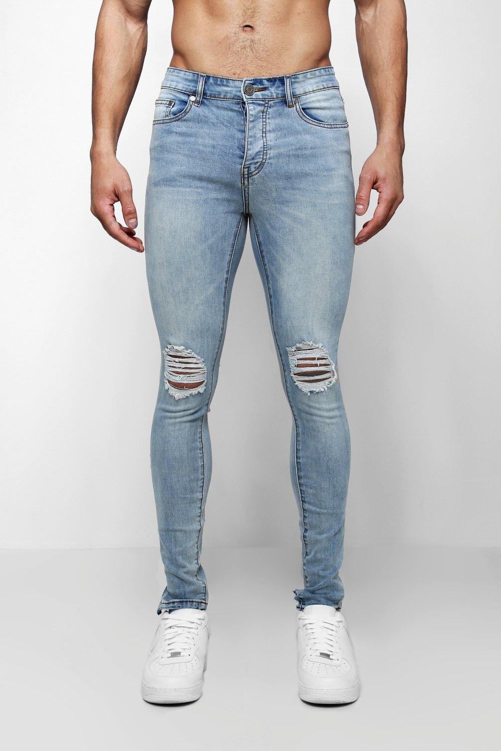 pale blue ripped skinny jeans