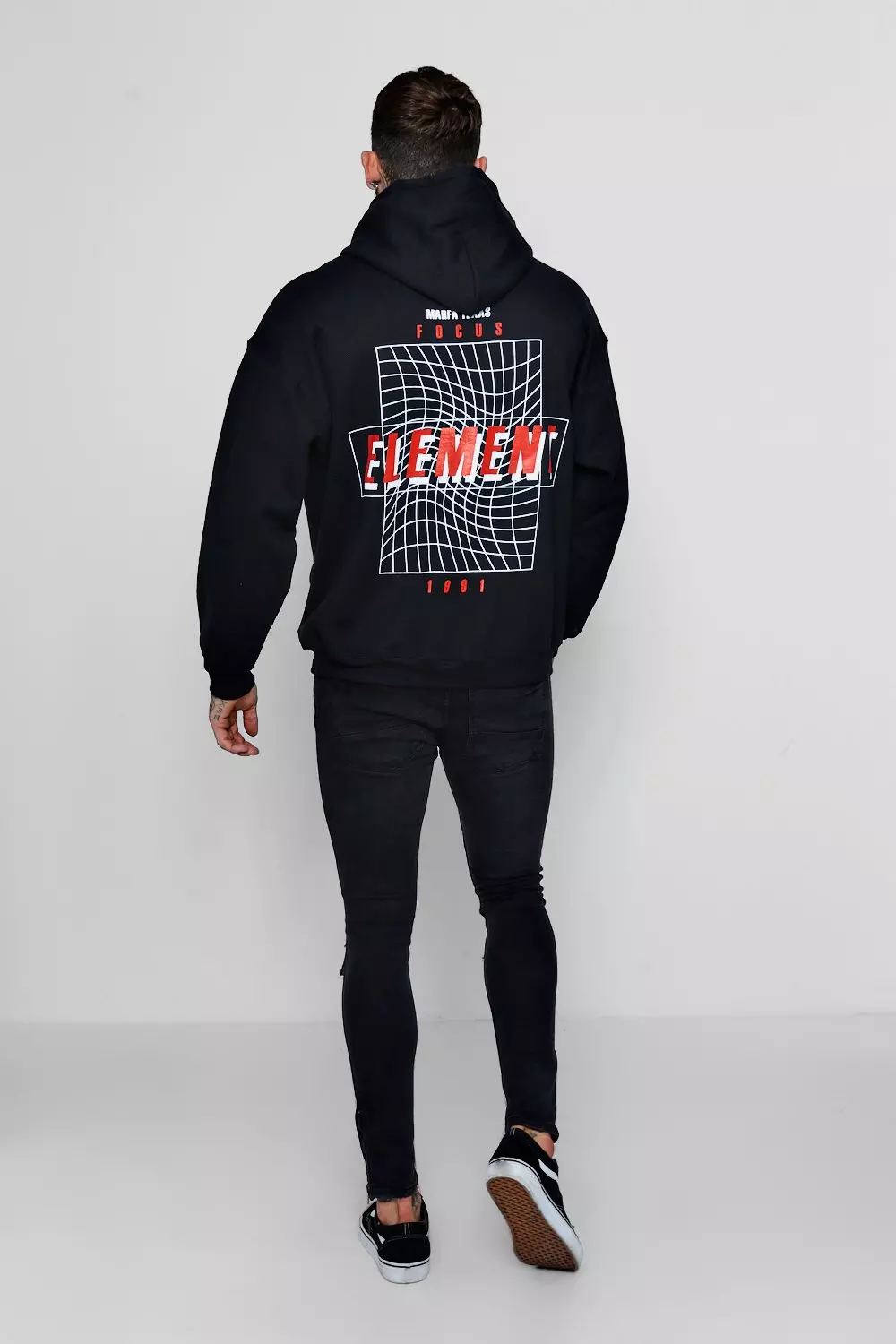 Sweat capuche oversize avec imprim Elements dans le dos