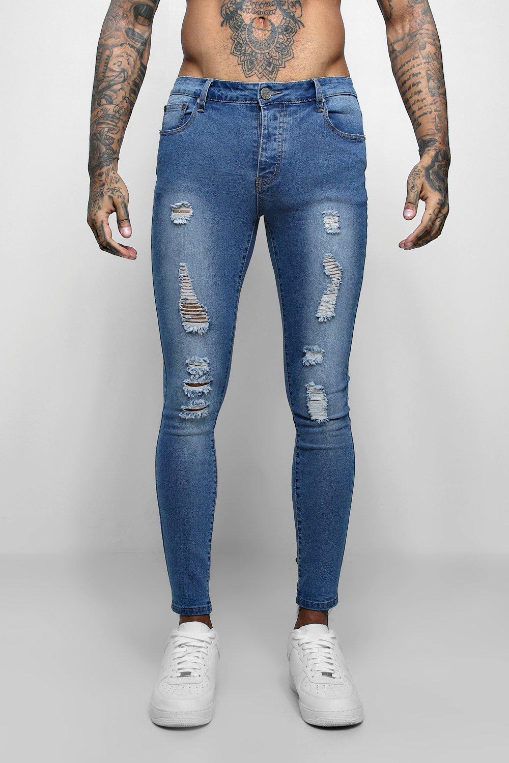 All Over Ripped Super Skinny Fit Jeans - boohooMAN