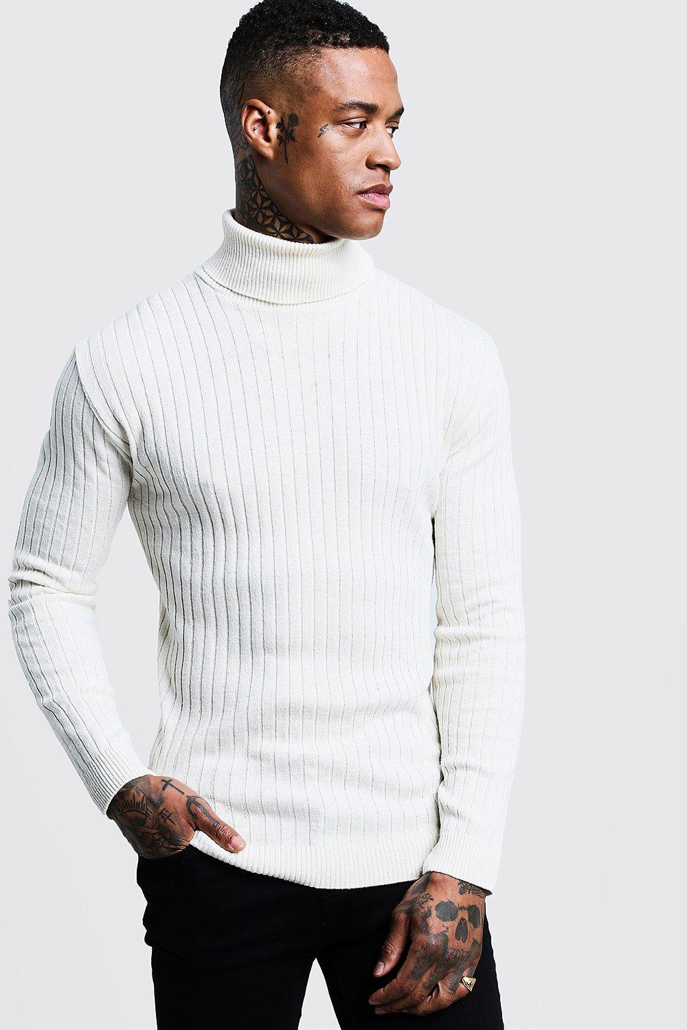 muscle fit ribbed jumper