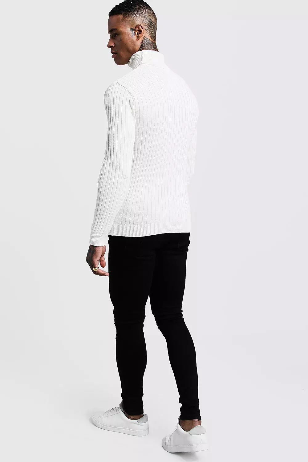 Muscle Fit Ribbed Long Sleeve Turtleneck Sweater | boohooMAN USA