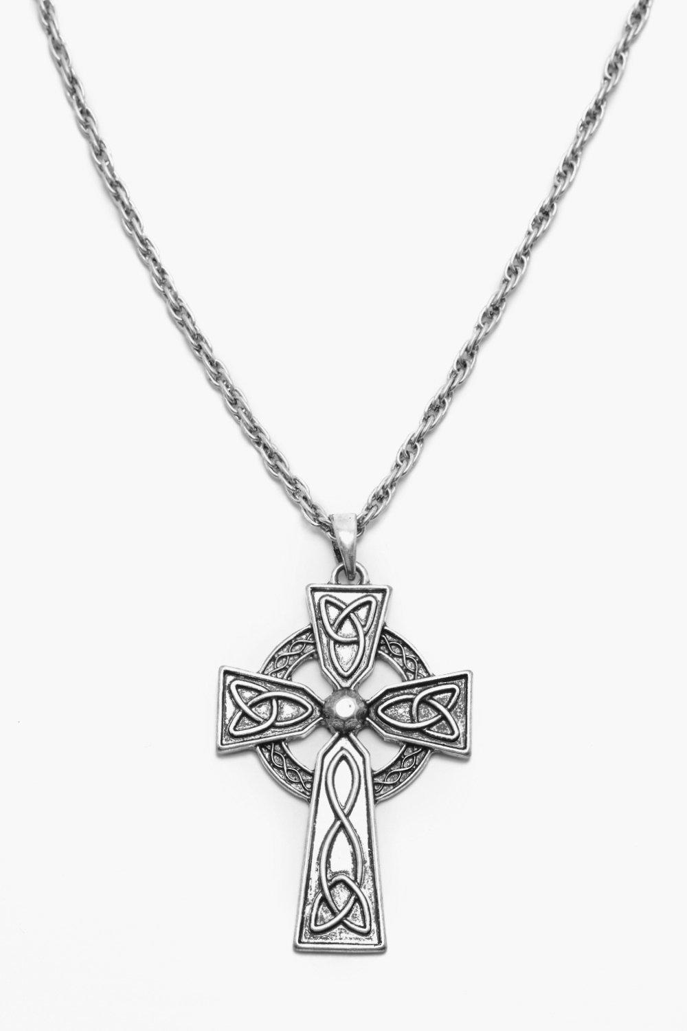 

Колье из цепочки в виде веревки с крестом, Silver