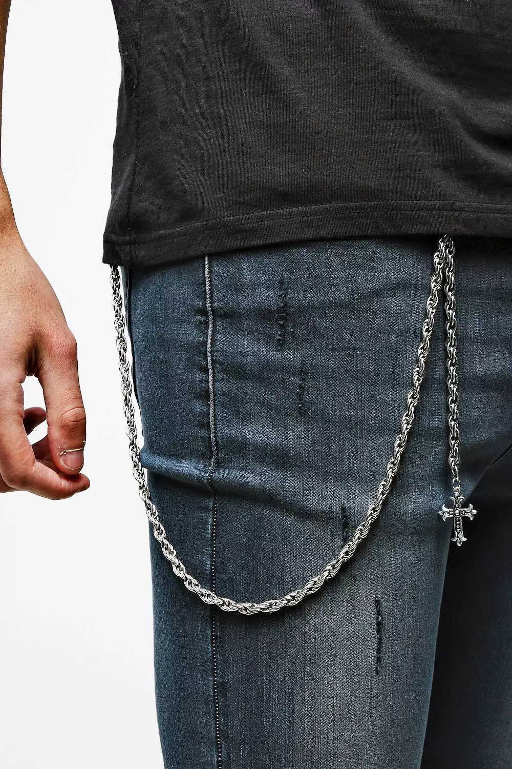 Cross Pendant Jeans Chain | boohooMAN USA