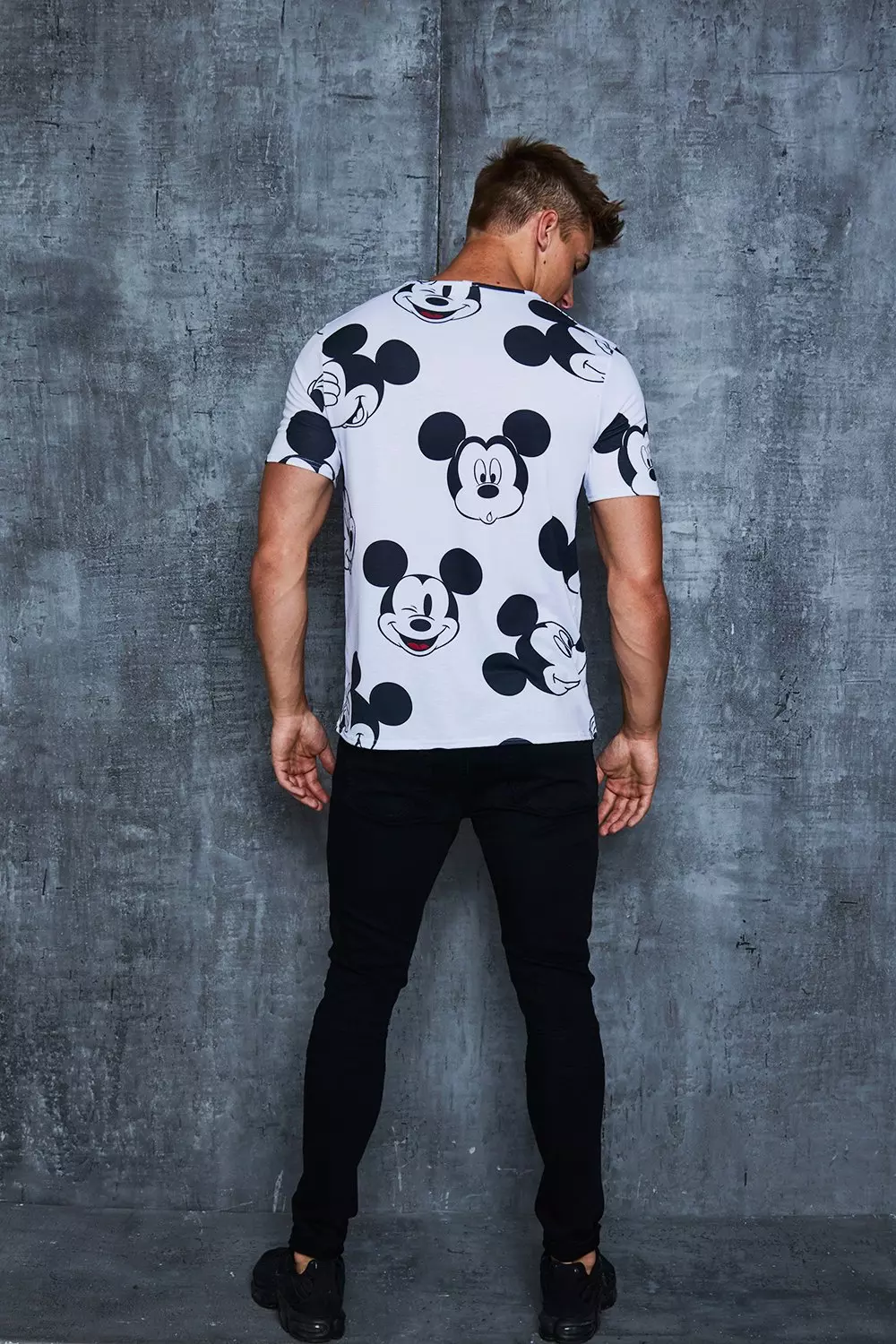 Disney All Over Mickey Print T Shirt boohooMAN UK