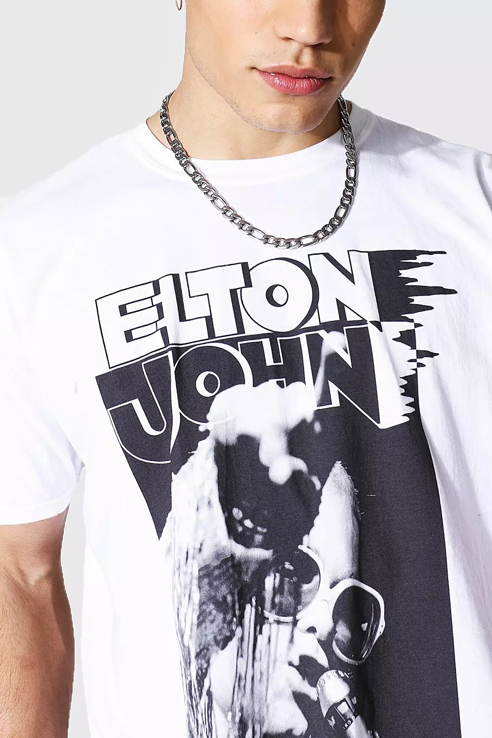 boohooMAN Oversized Elton John License T-Shirt - White - Size M