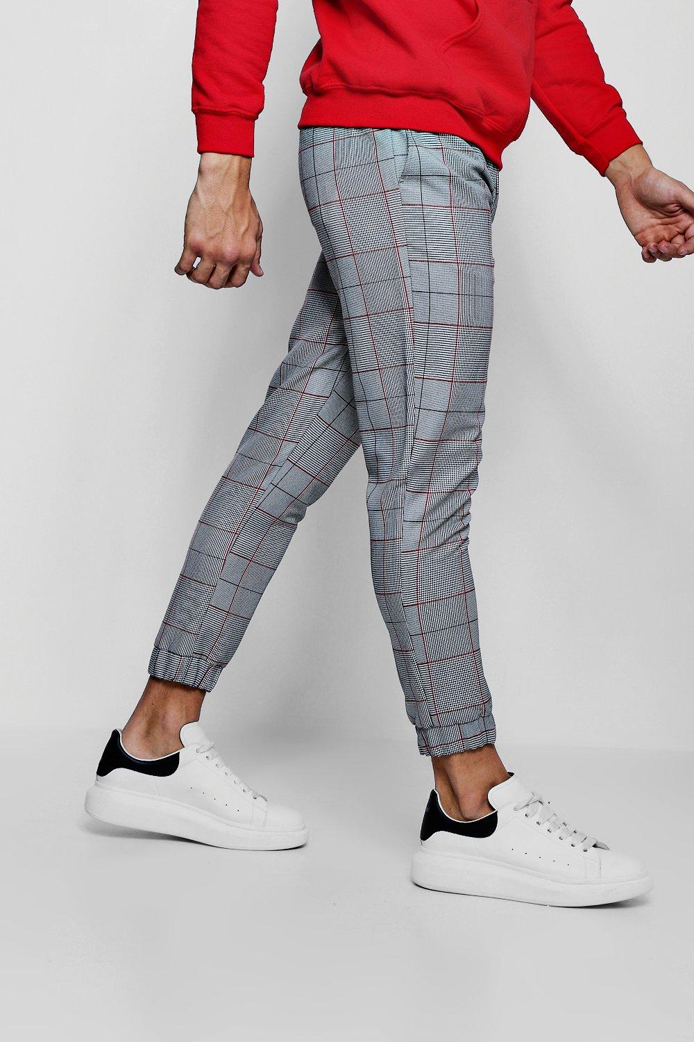 mens smart checked joggers