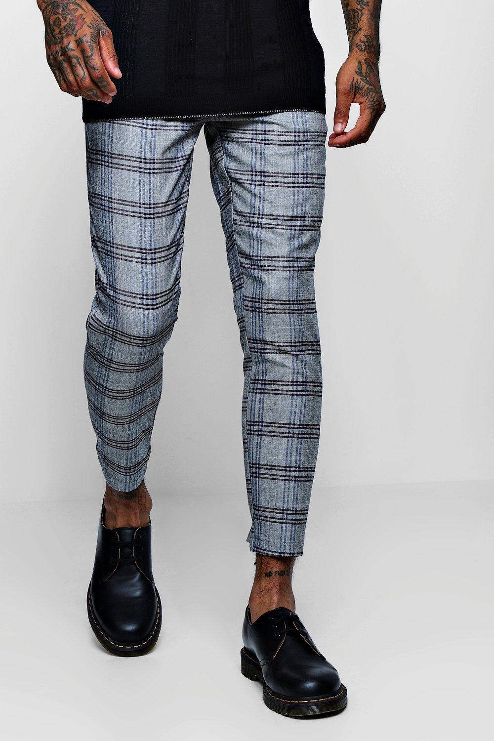 mens smart checked joggers