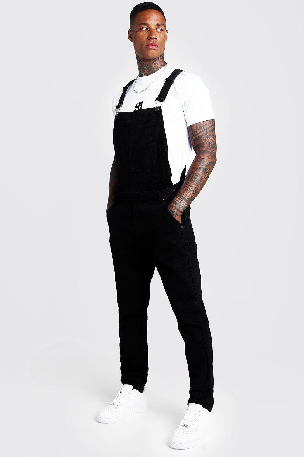 mens black denim dungarees