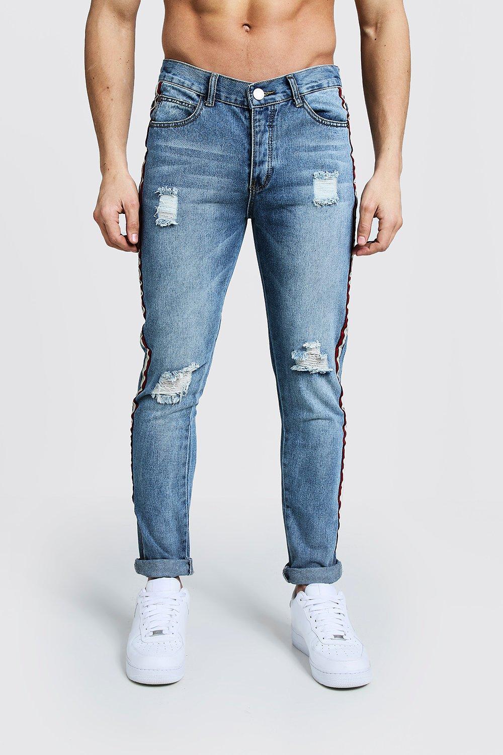 men's side tape jeans