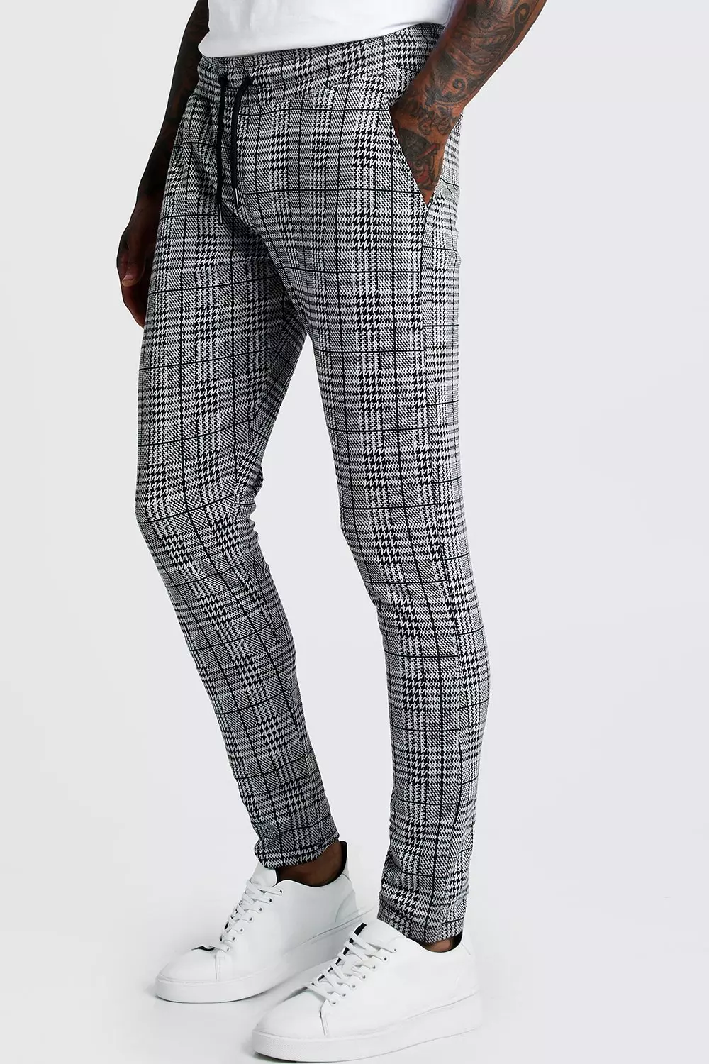 Boohooman smart checked sales jogger