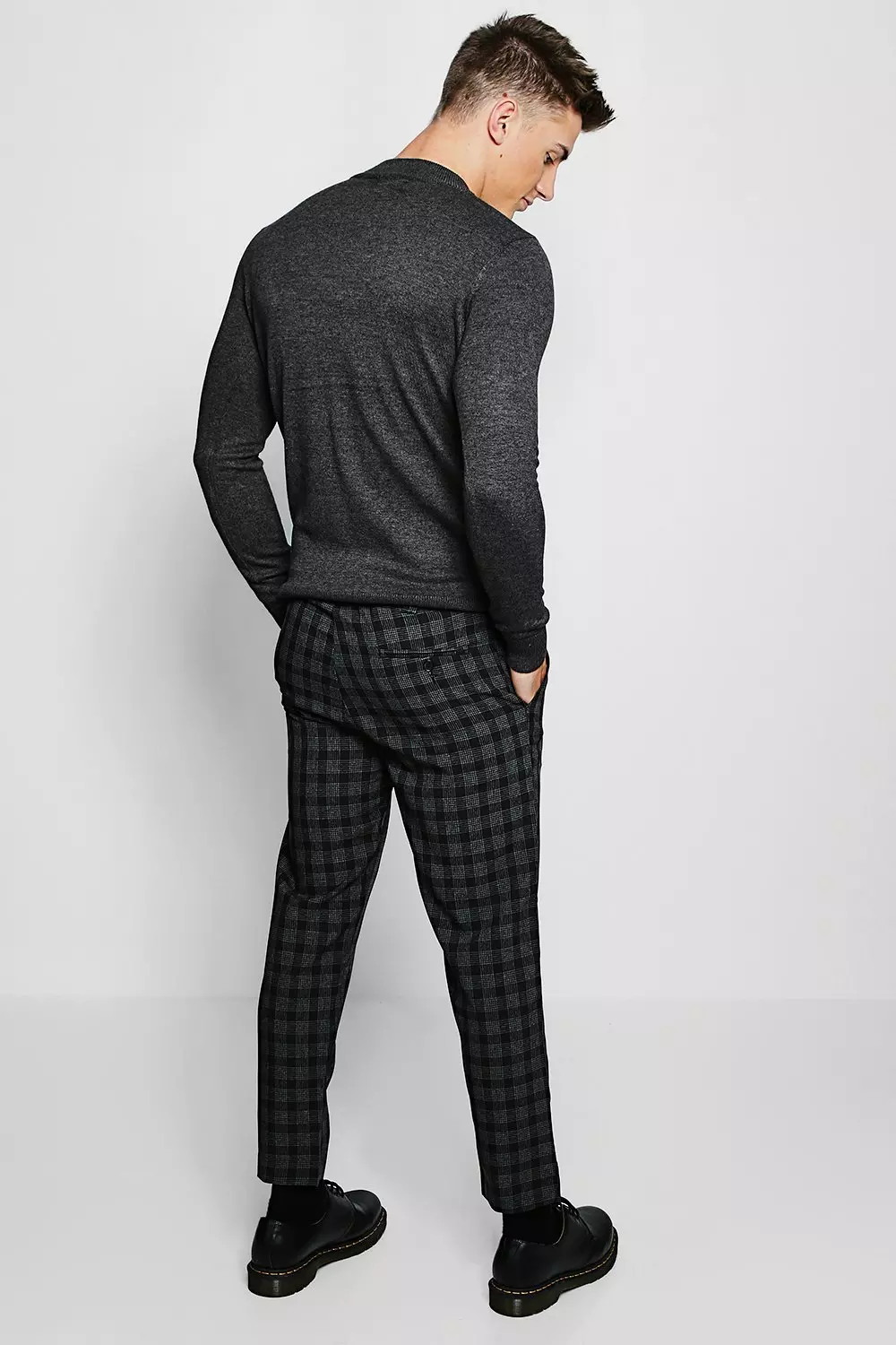 Boohooman smart checked hot sale jogger