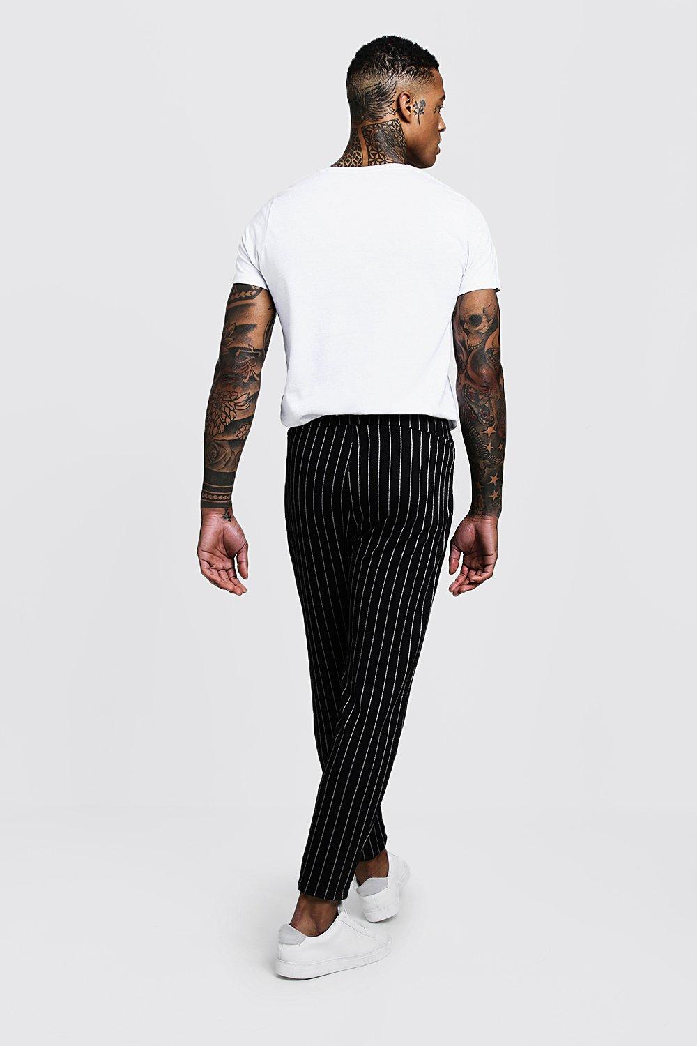 mens pinstripe smart joggers