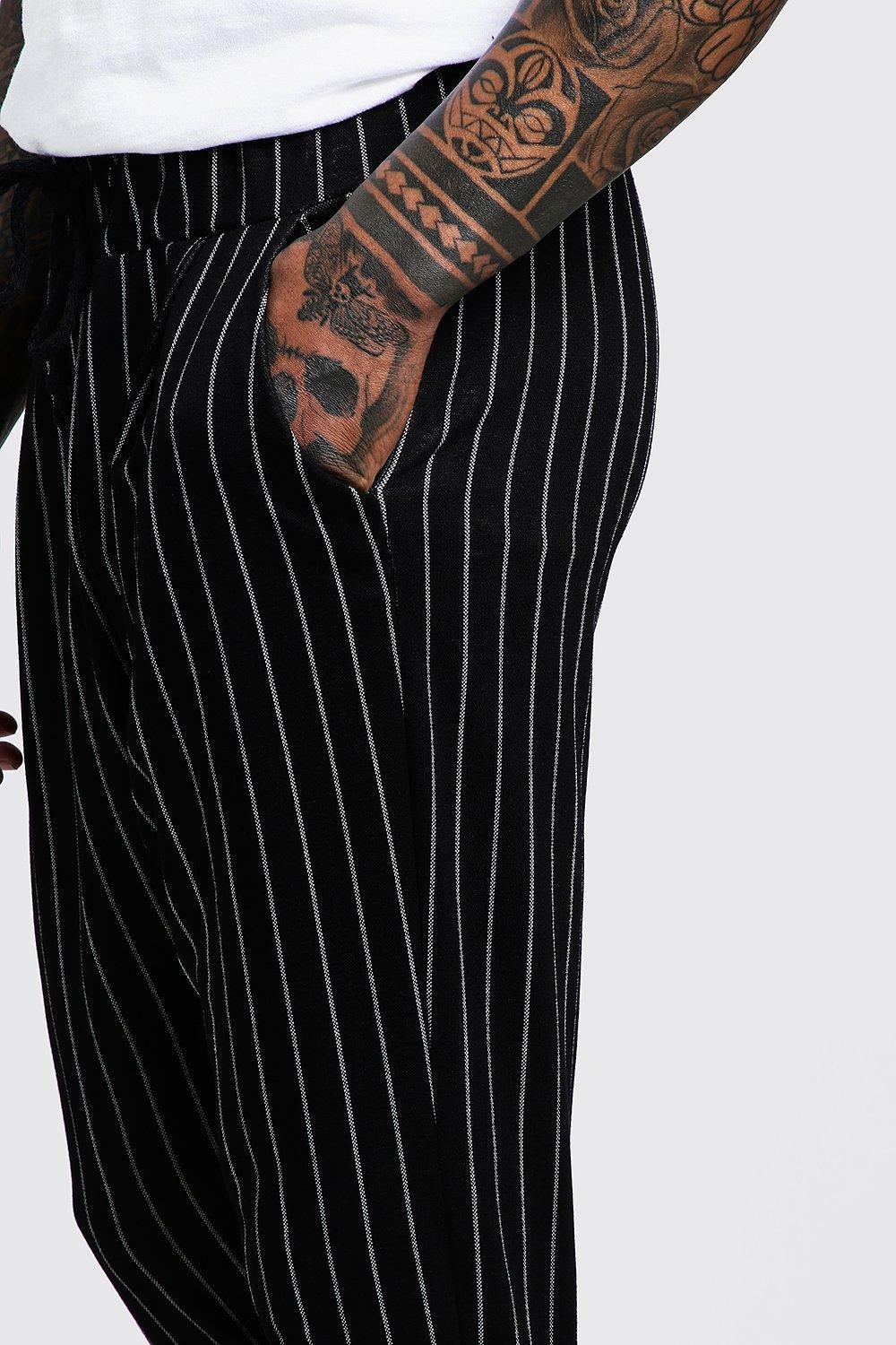 mens pinstripe joggers