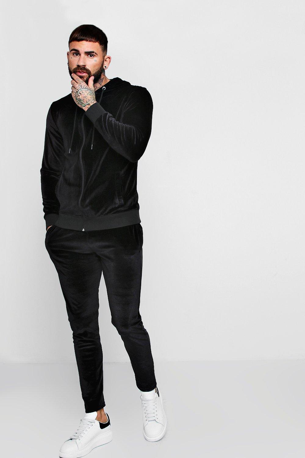 velour tracksuit black