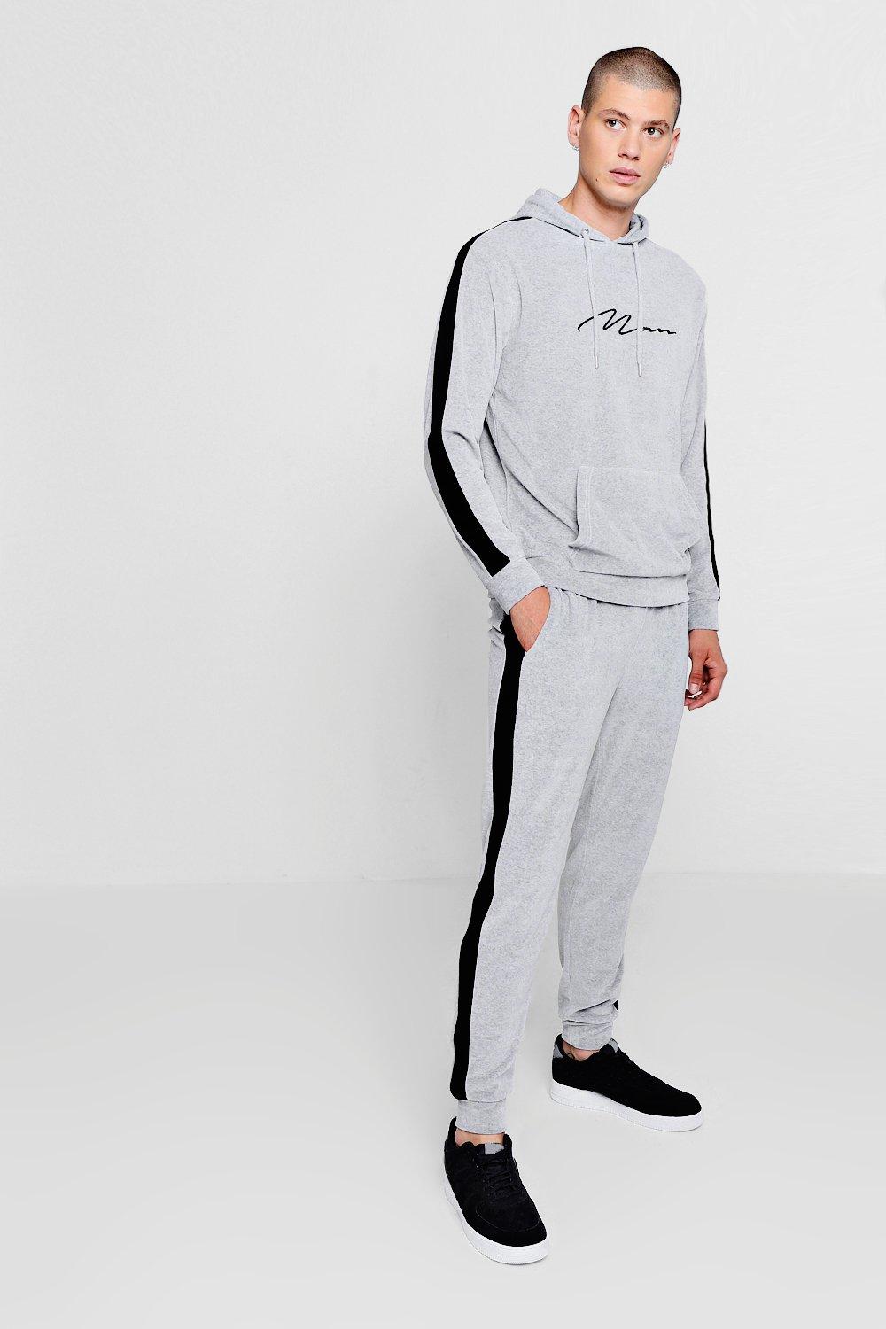 boohooman velour tracksuit
