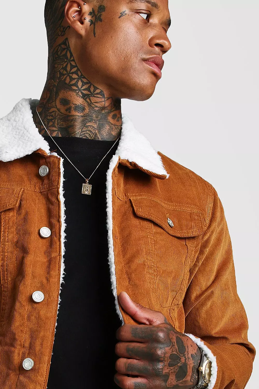 Corduroy Jacket With Borg Collar