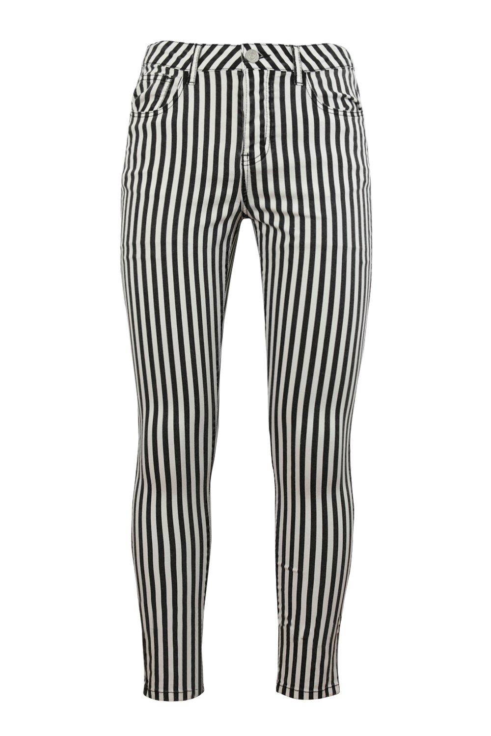 black and white striped jeans