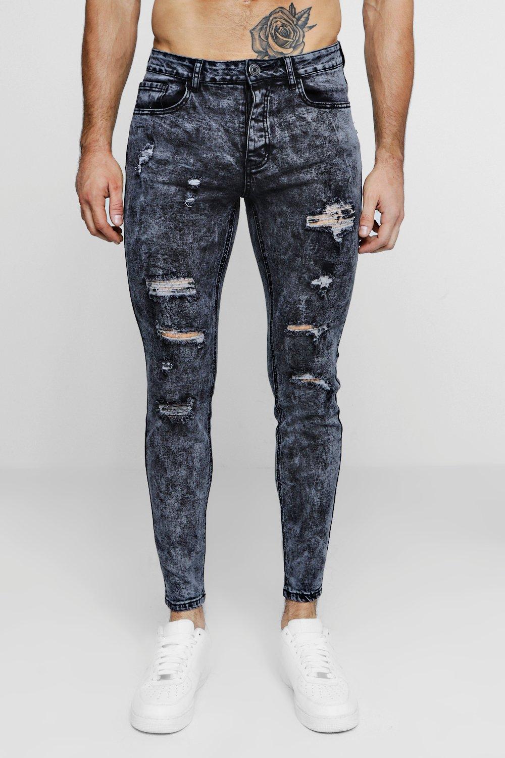 acid wash ripped jeans mens