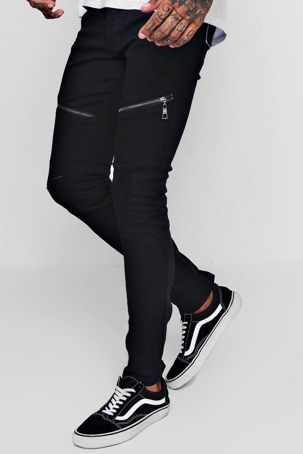 mens super skinny biker jeans