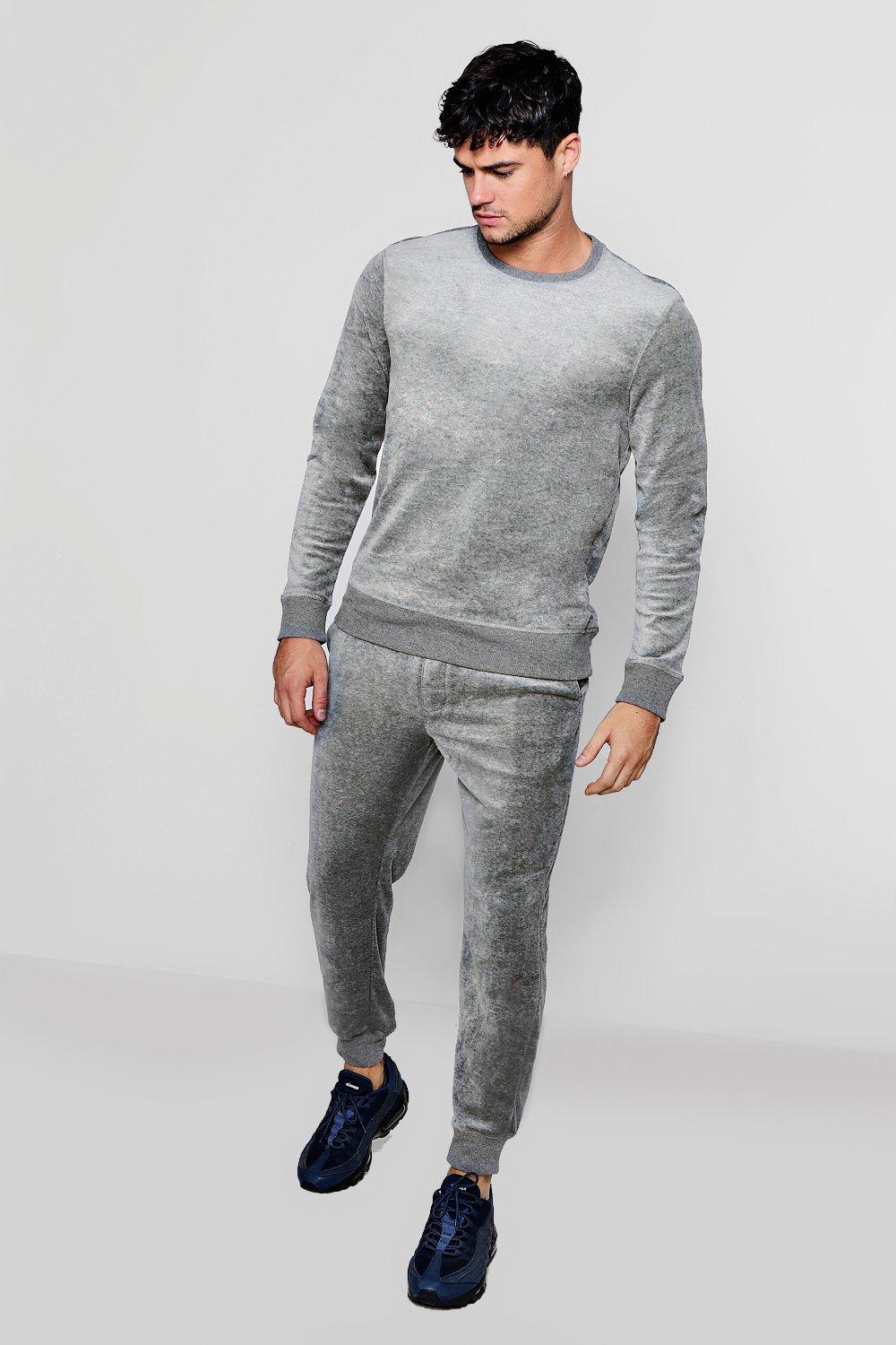 grey velour tracksuit