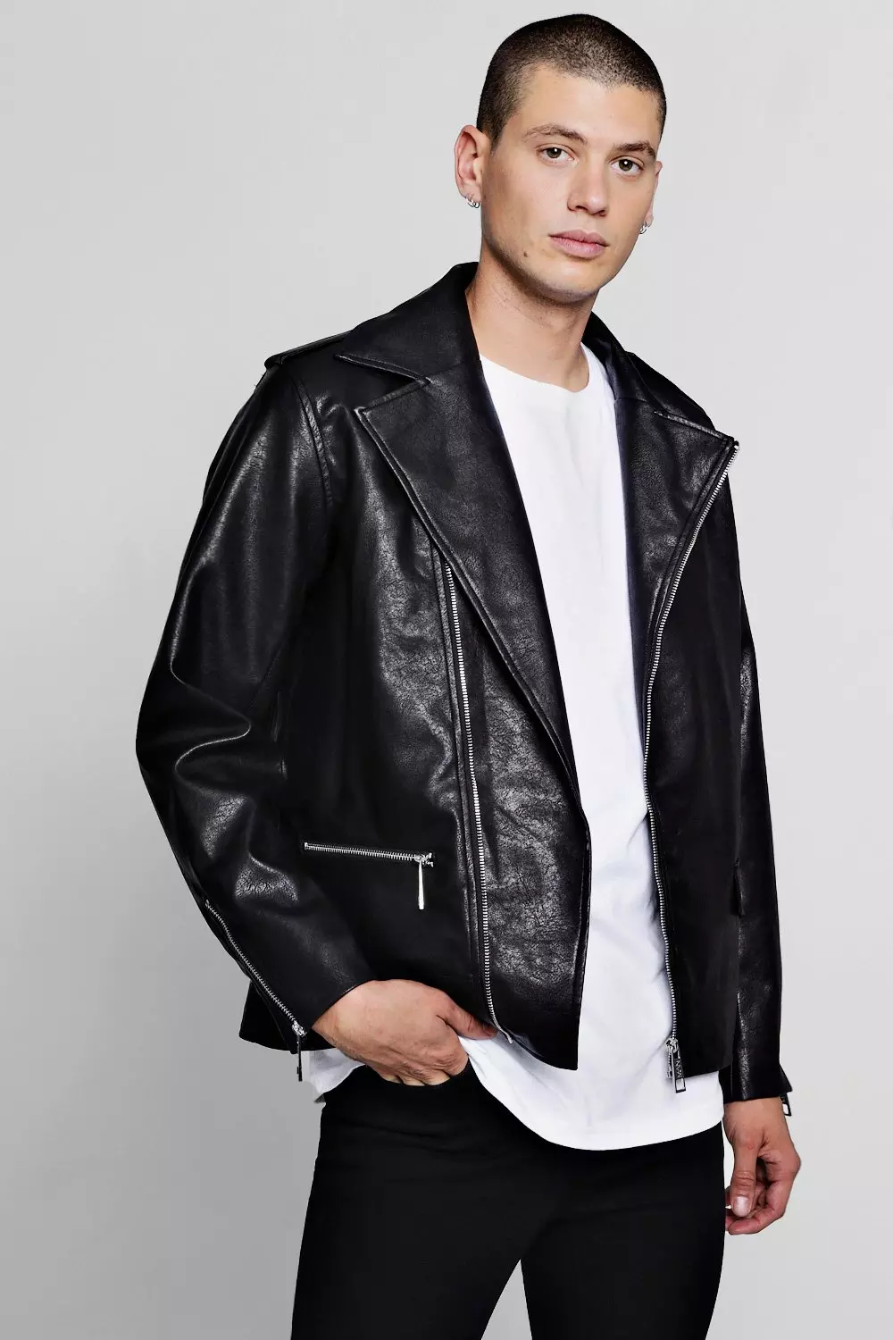 Boohooman biker clearance jacket