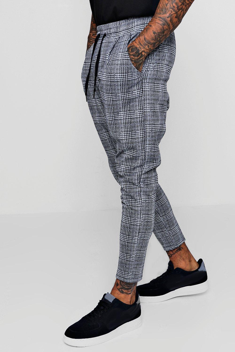 mens checked joggers
