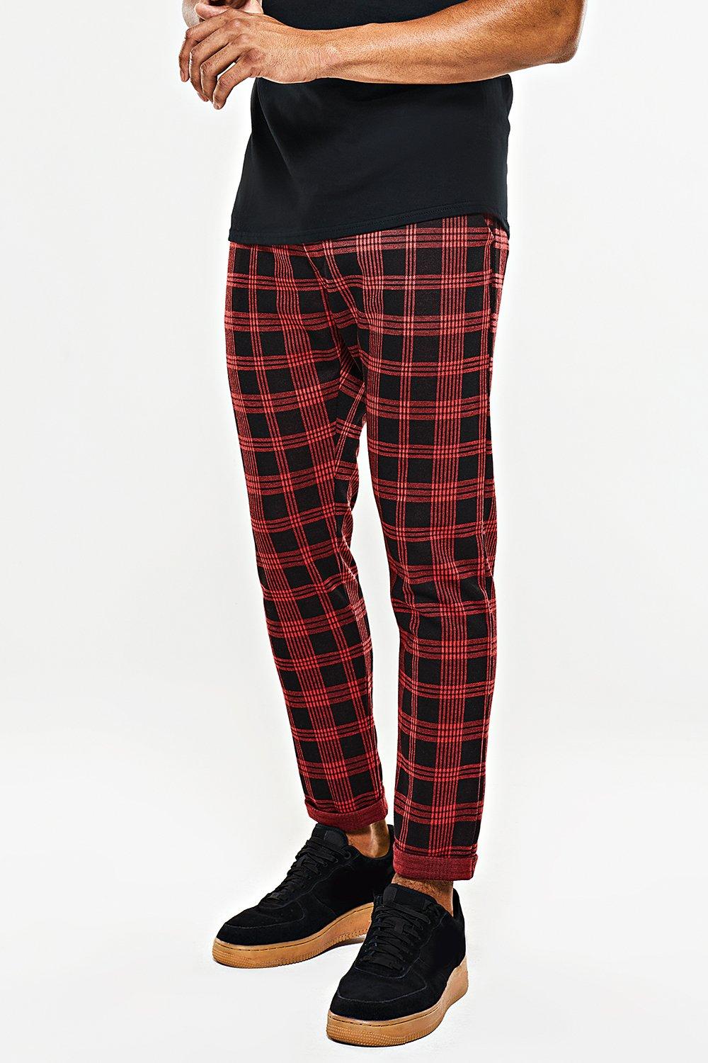 red tartan joggers