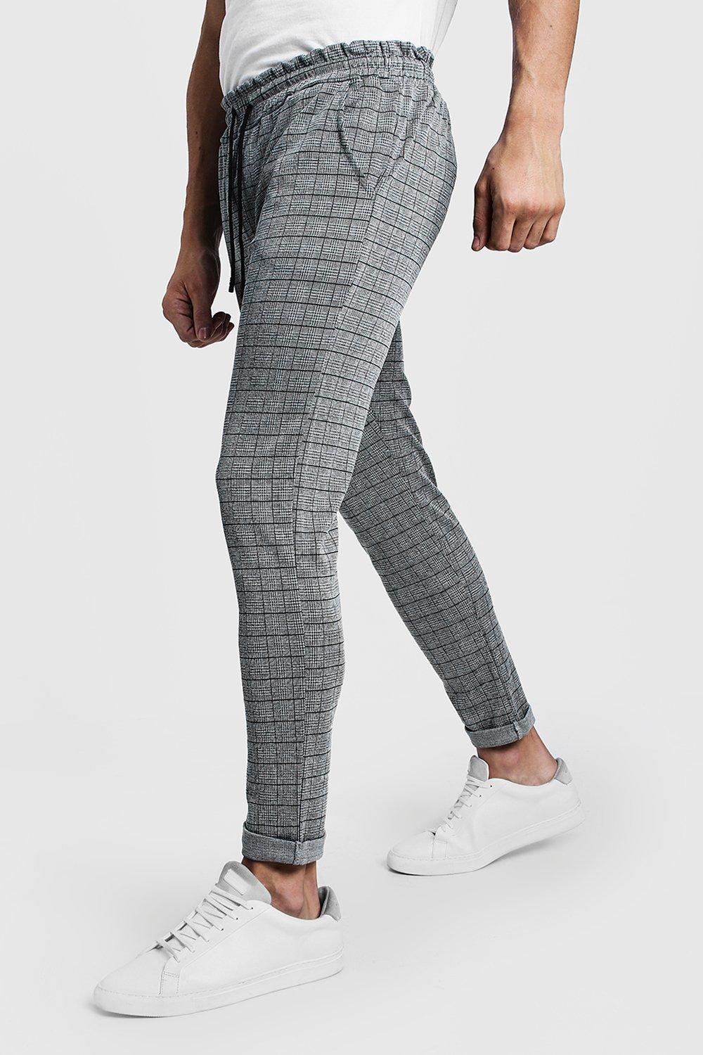 mens grey checked joggers