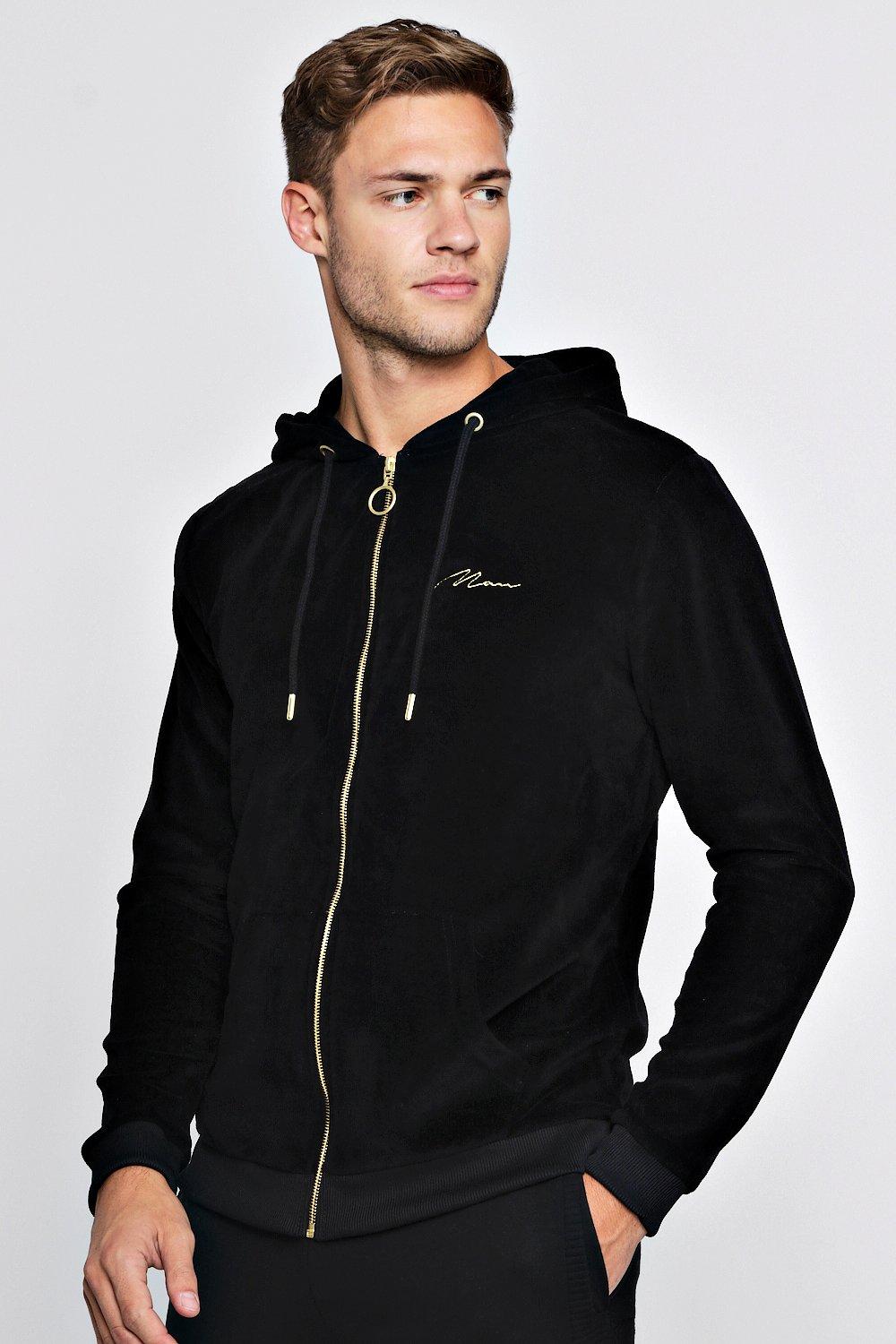 gold zip up hoodie