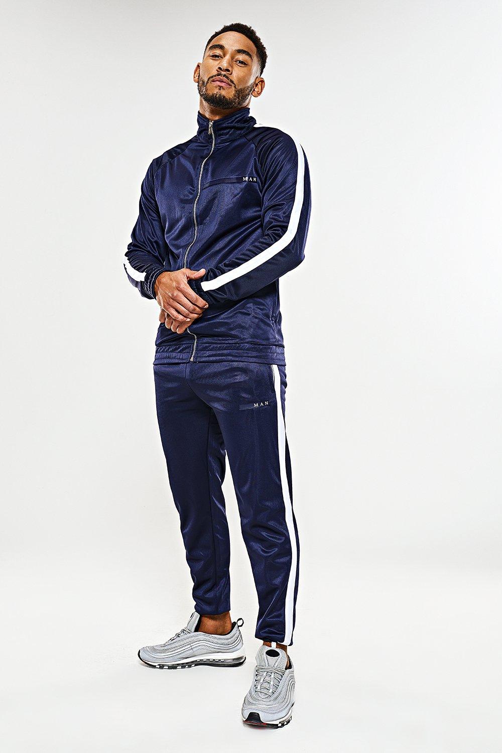 boohooman navy tracksuit