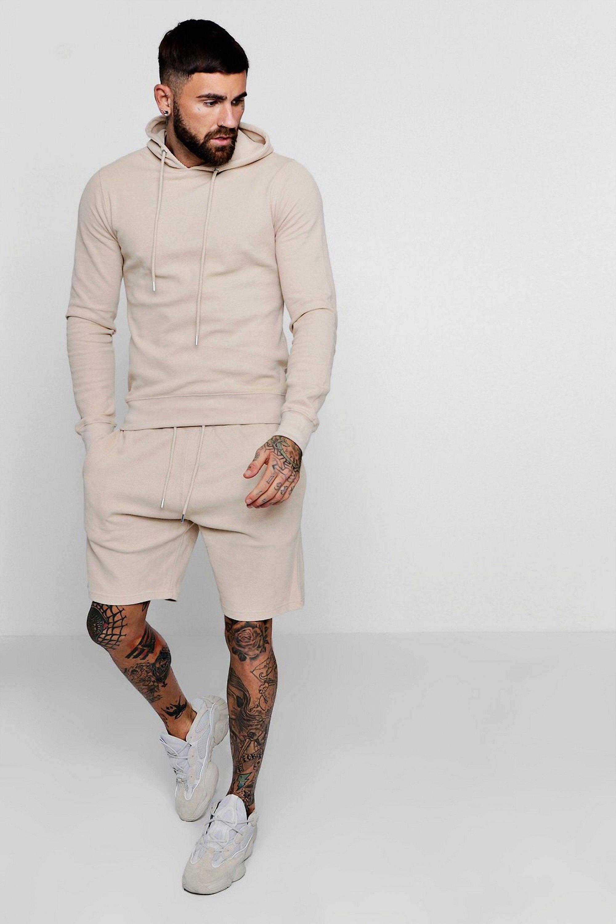 

Pique Over The Head Hoodie & Short Tracksuit, Stone