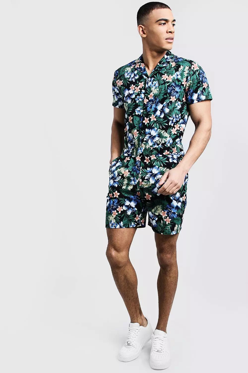 Floral Print Short Sleeve Shirt And Short Set