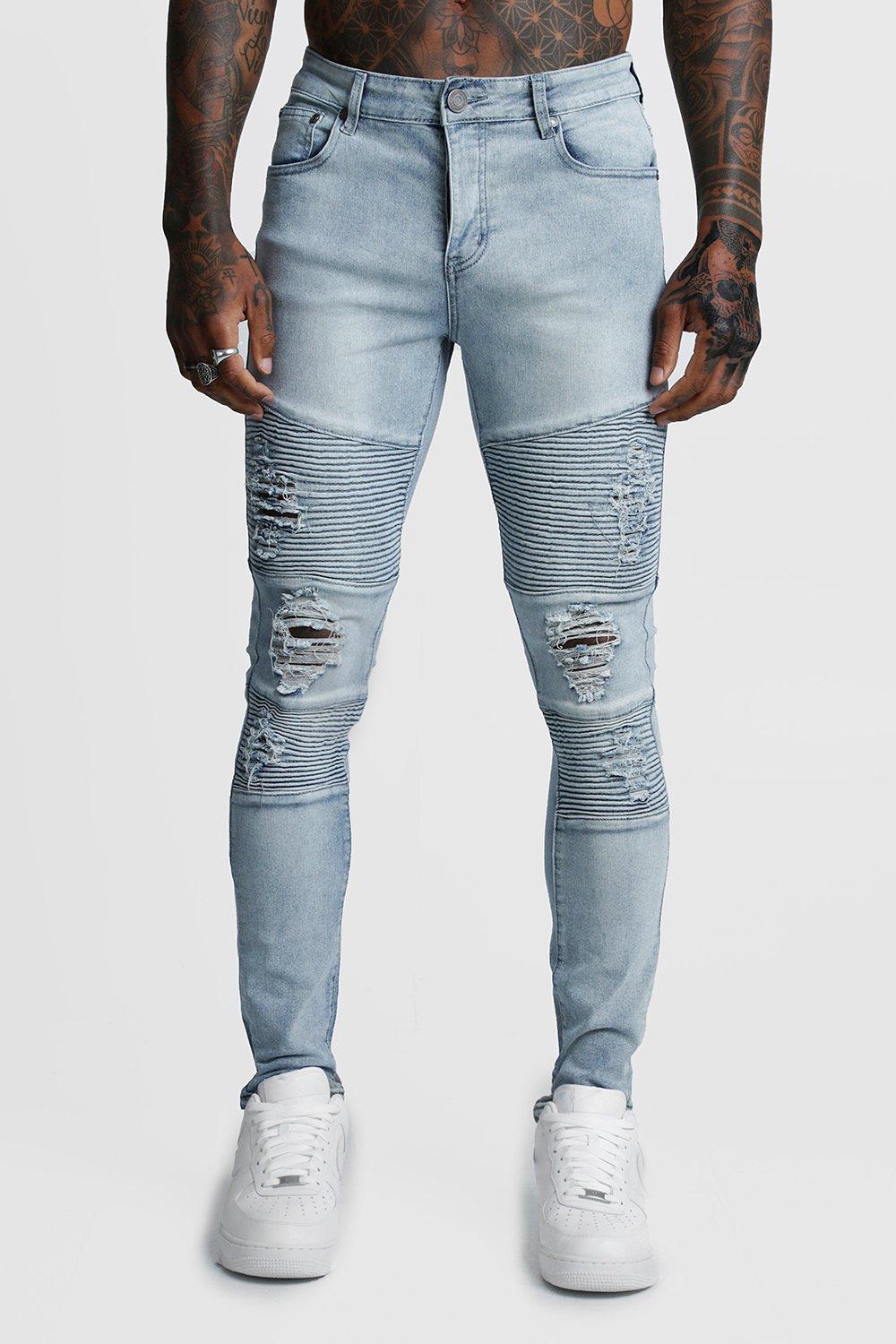 acid wash biker jeans