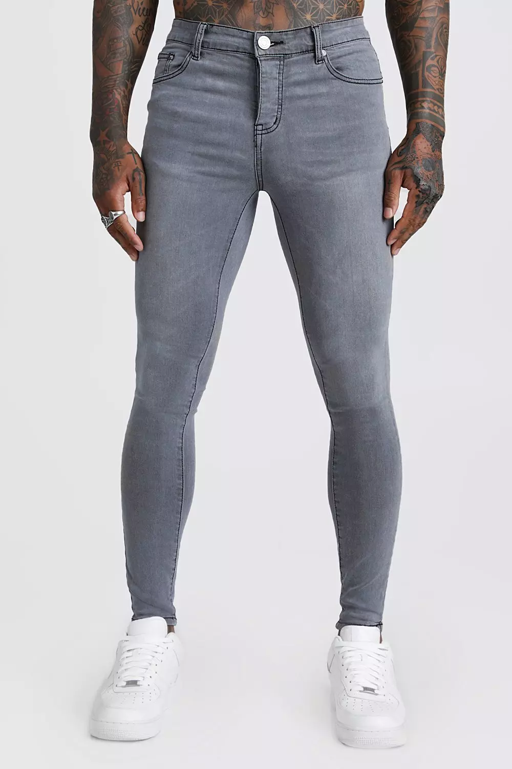 Mål forbedre på den anden side, Spray On Skinny Jeans In Grey | boohooMAN USA