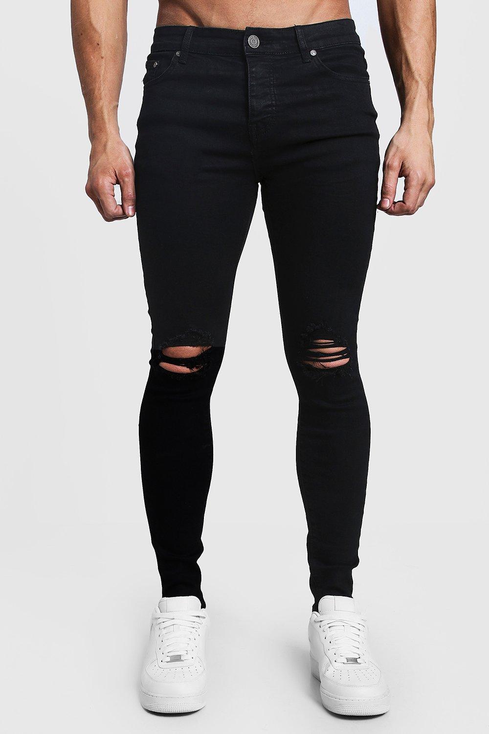 black ripped spray on jeans