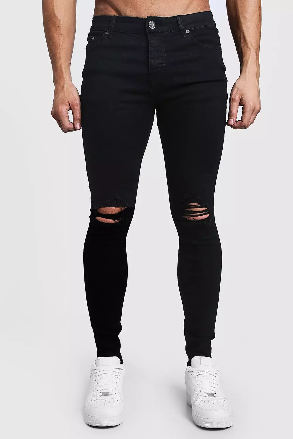 Black knee store ripped jeans men