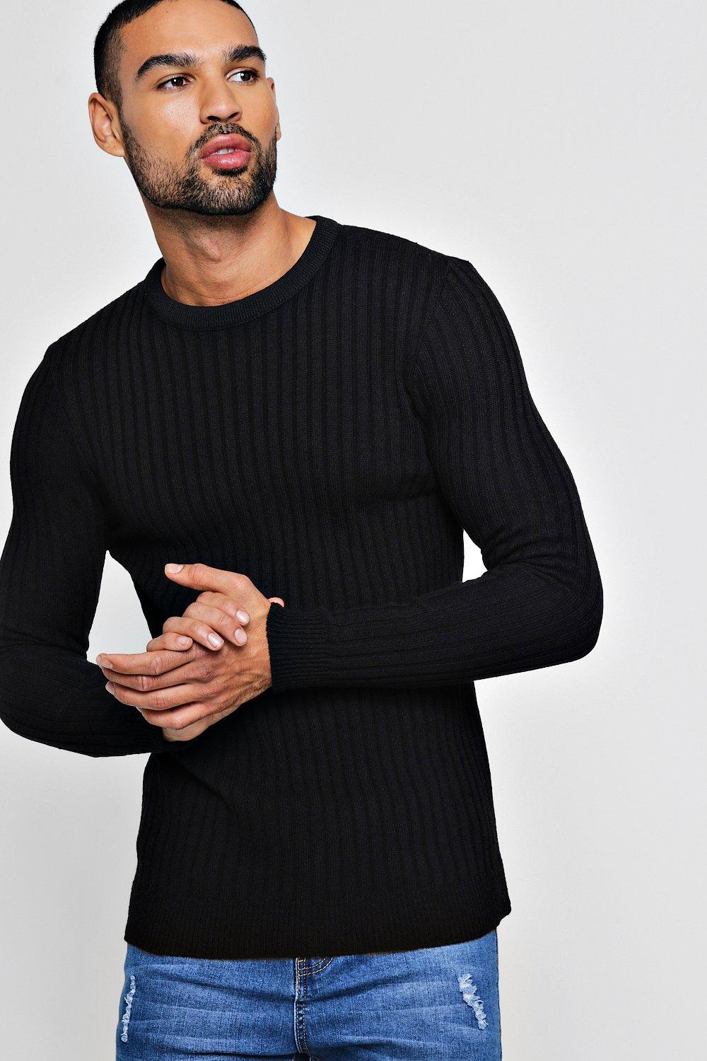 mens black ribbed sweater