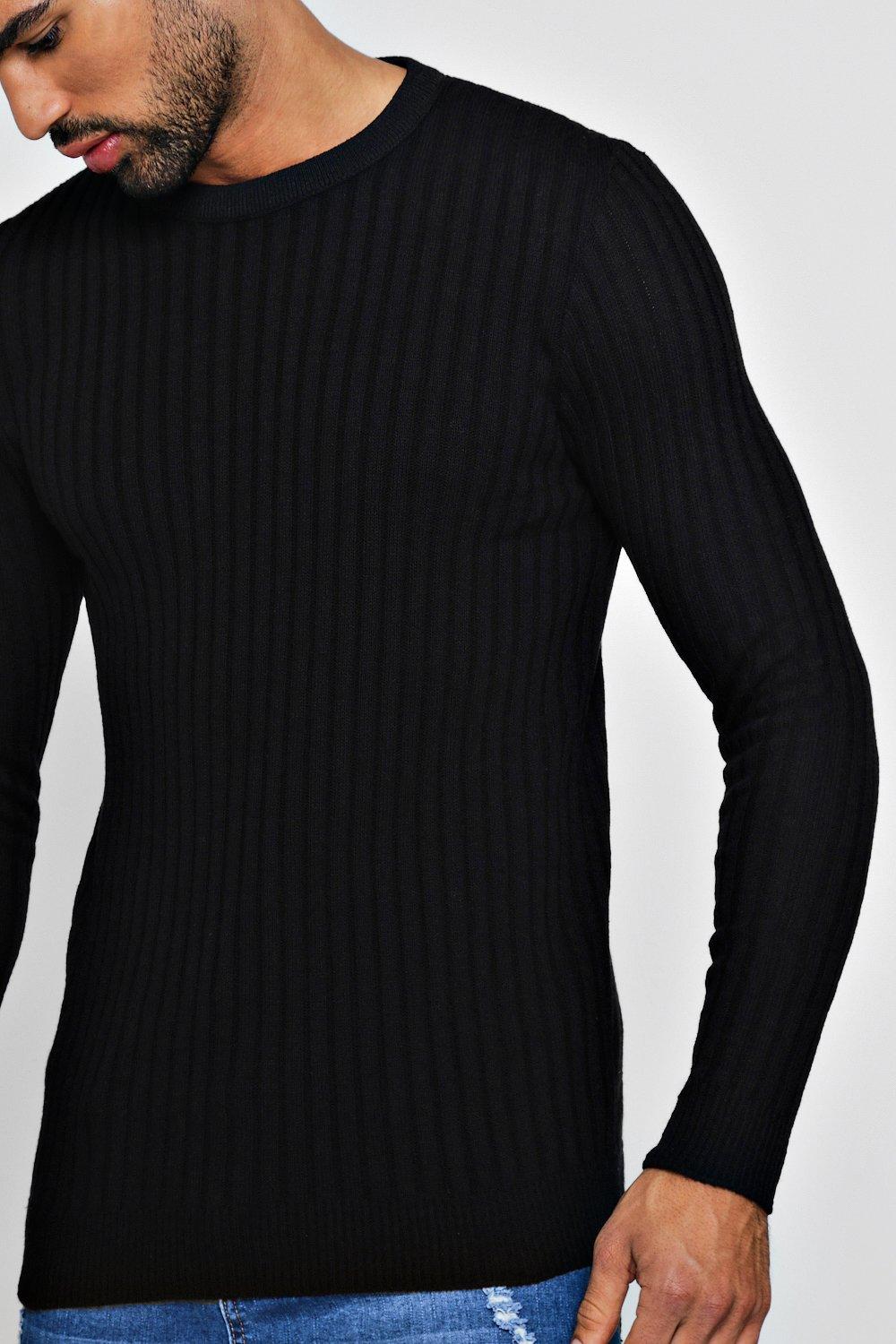 black ribbed crew neck jumper