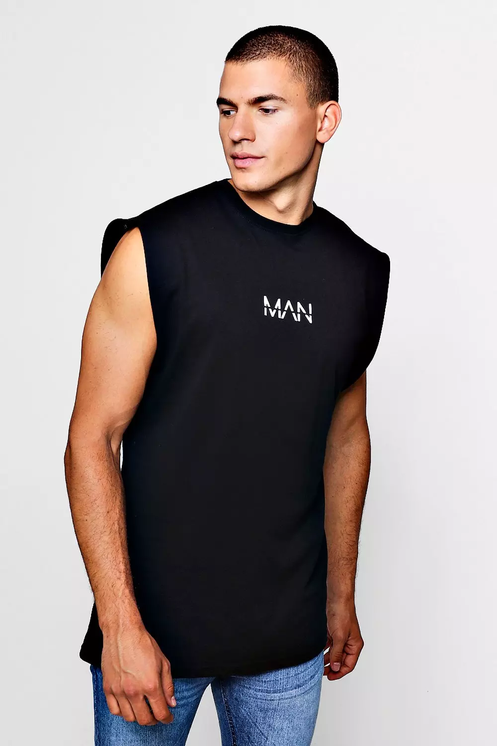 Original MAN Sleeveless T Shirt With Drop Armhole boohooMAN UK