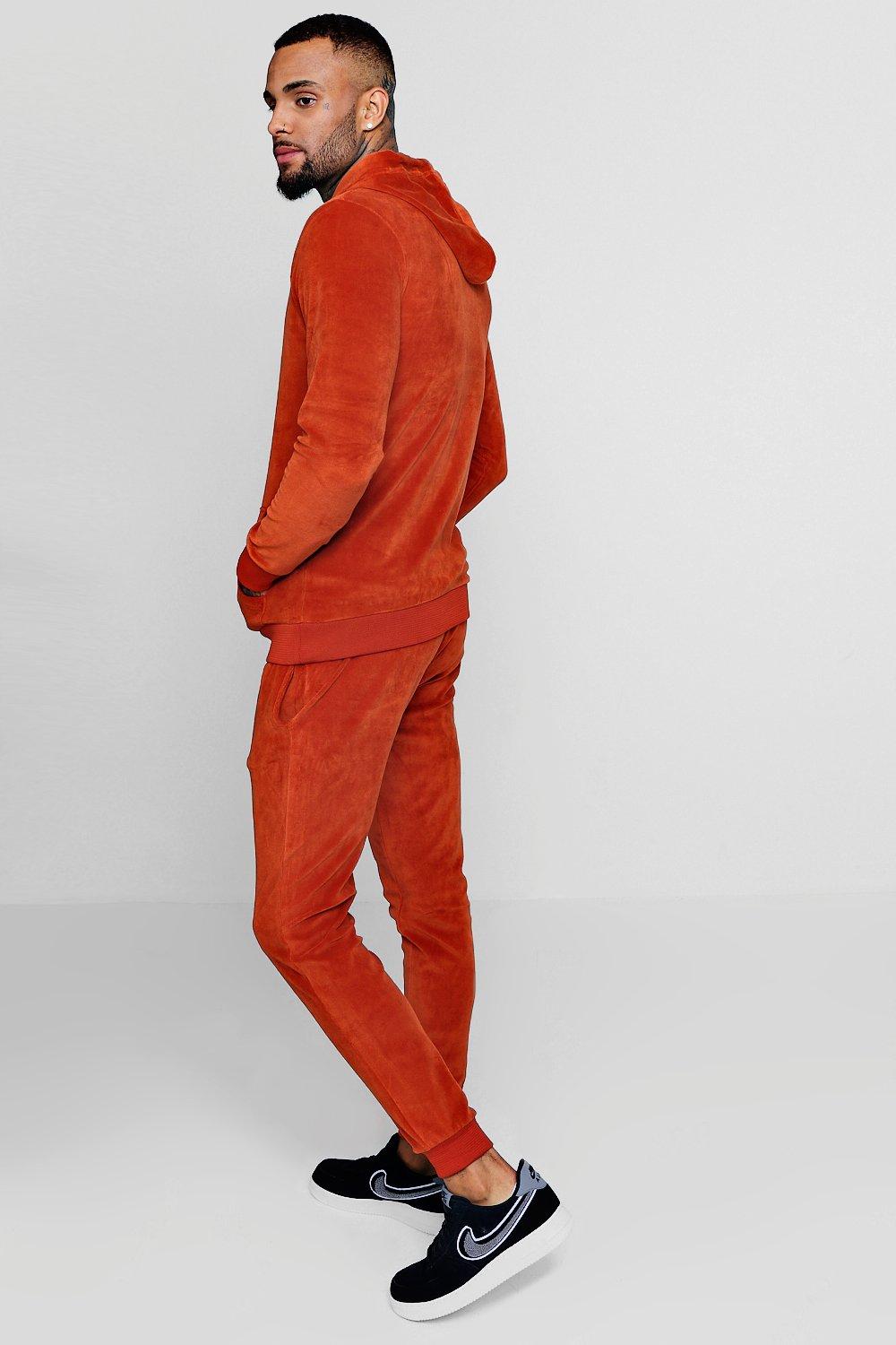 orange velour tracksuit mens