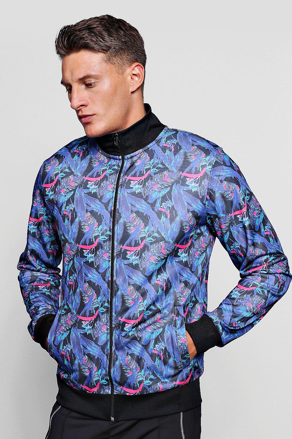

Спортивный топ Tropical с принтом в виде перьев жакет, Navy