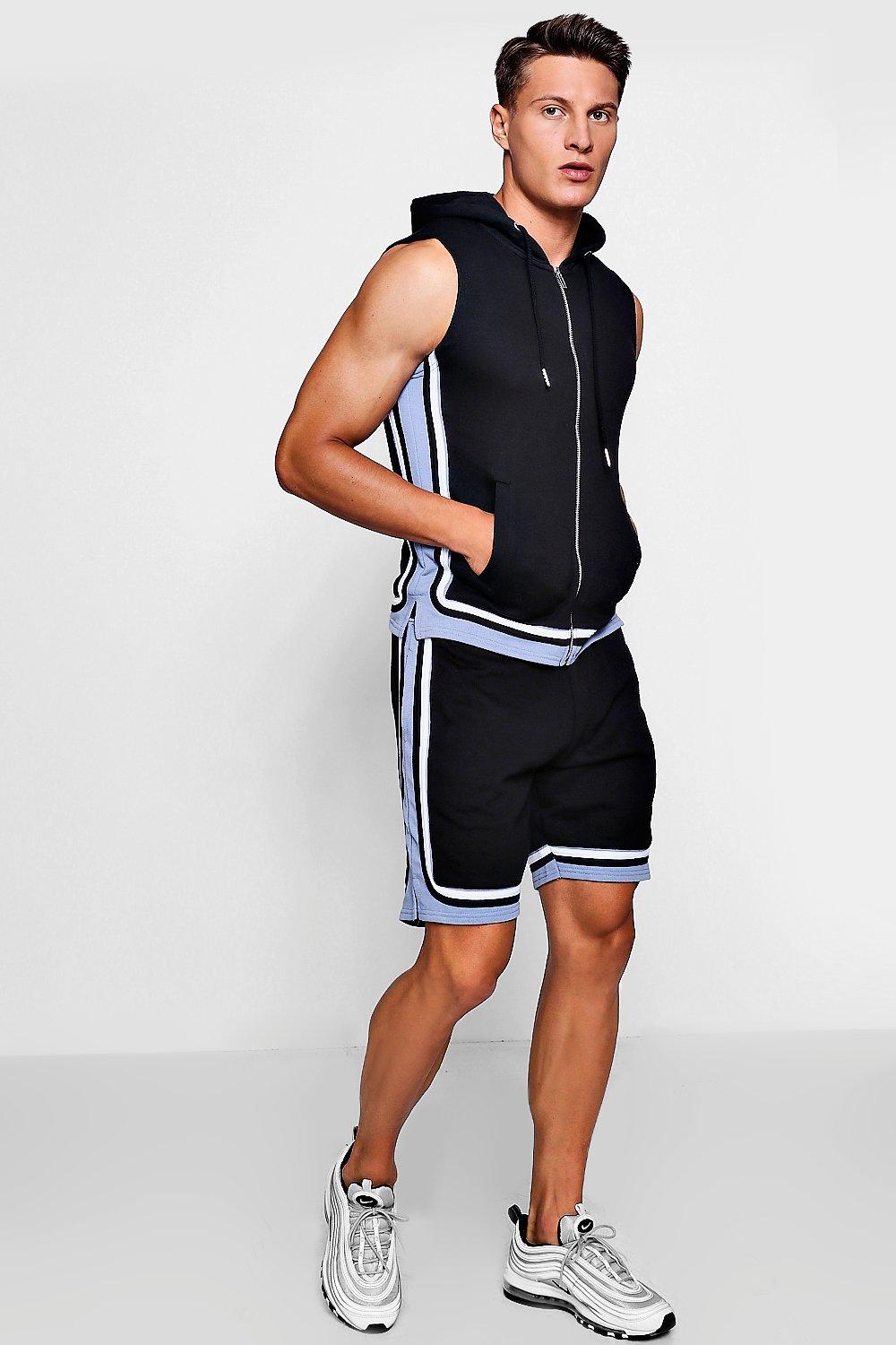 hoodie and shorts set mens