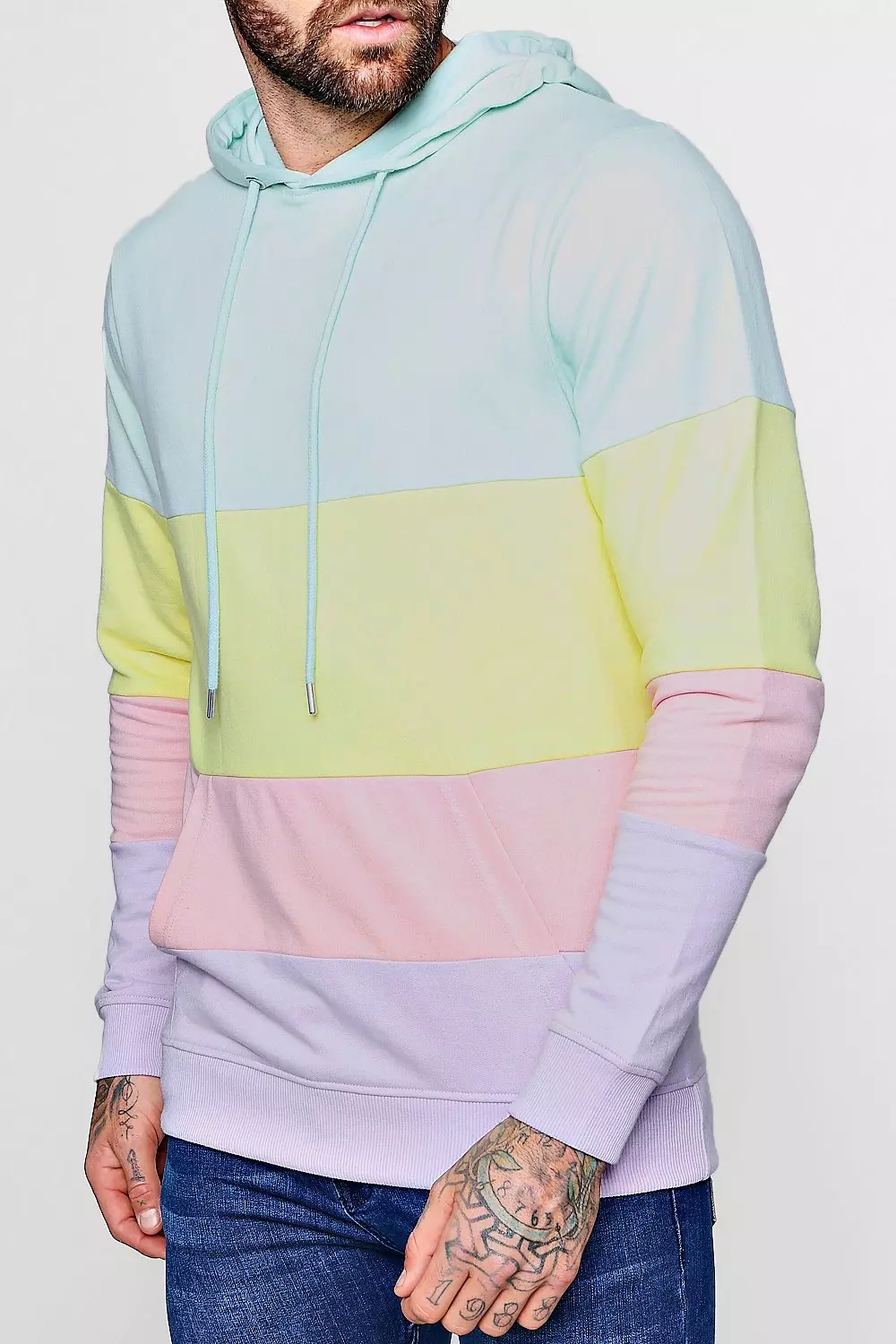 Pastel Colour Block Hoodie boohooMAN USA