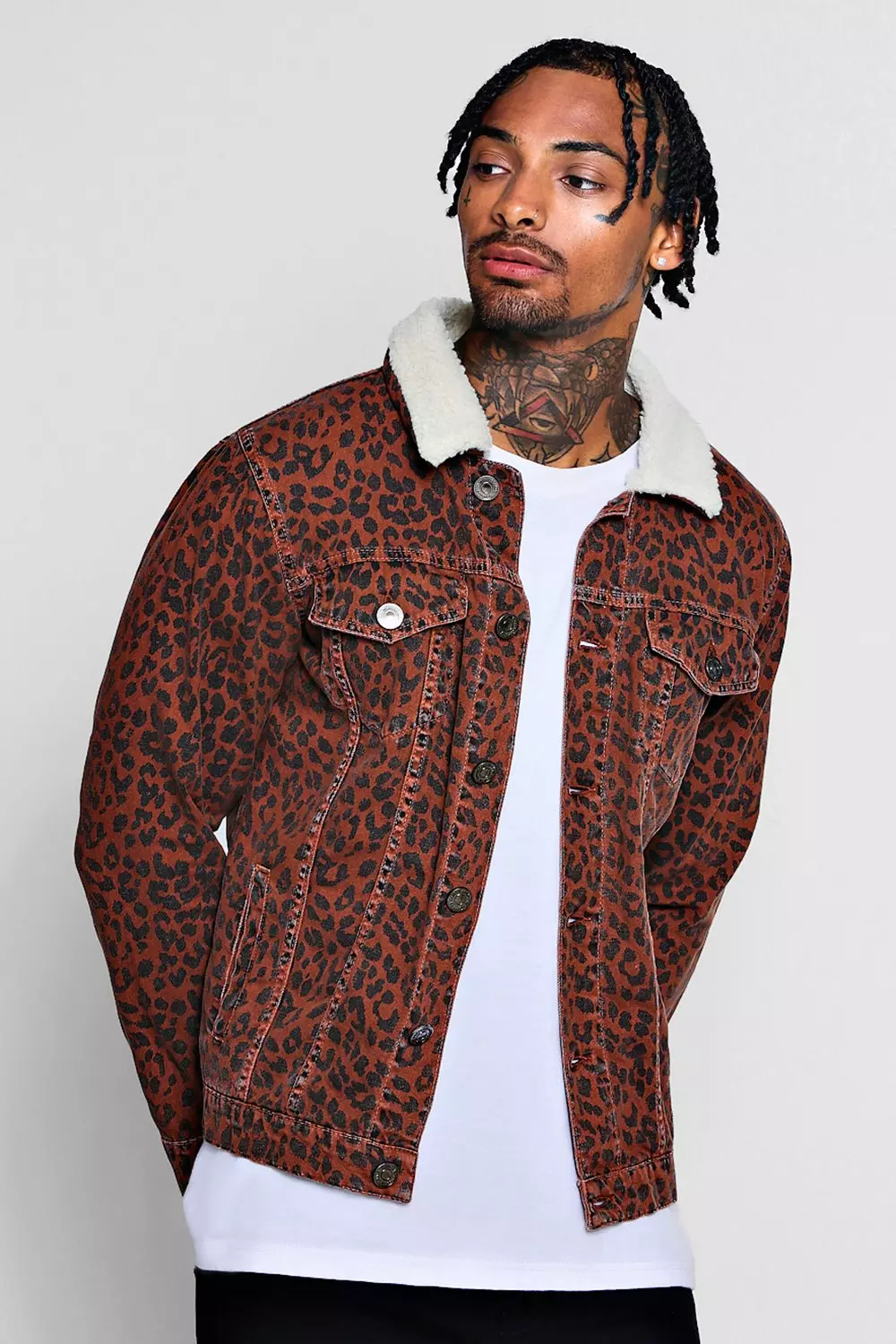 Leopard hotsell trucker jacket