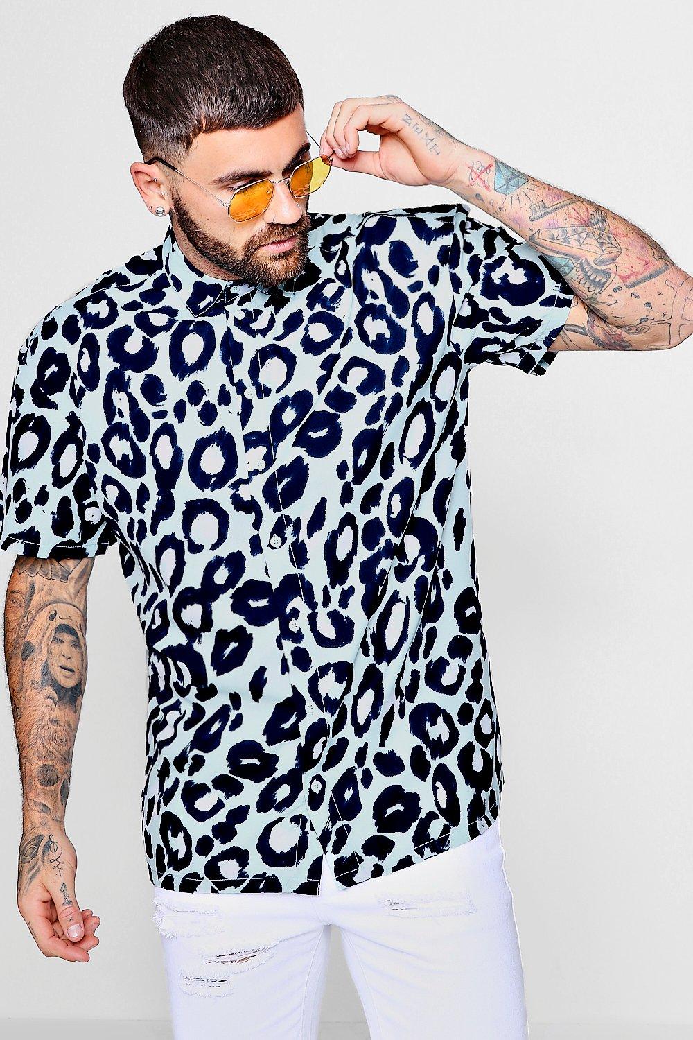 Leopard Print Oversized Short Sleeve Shirt Boohooman