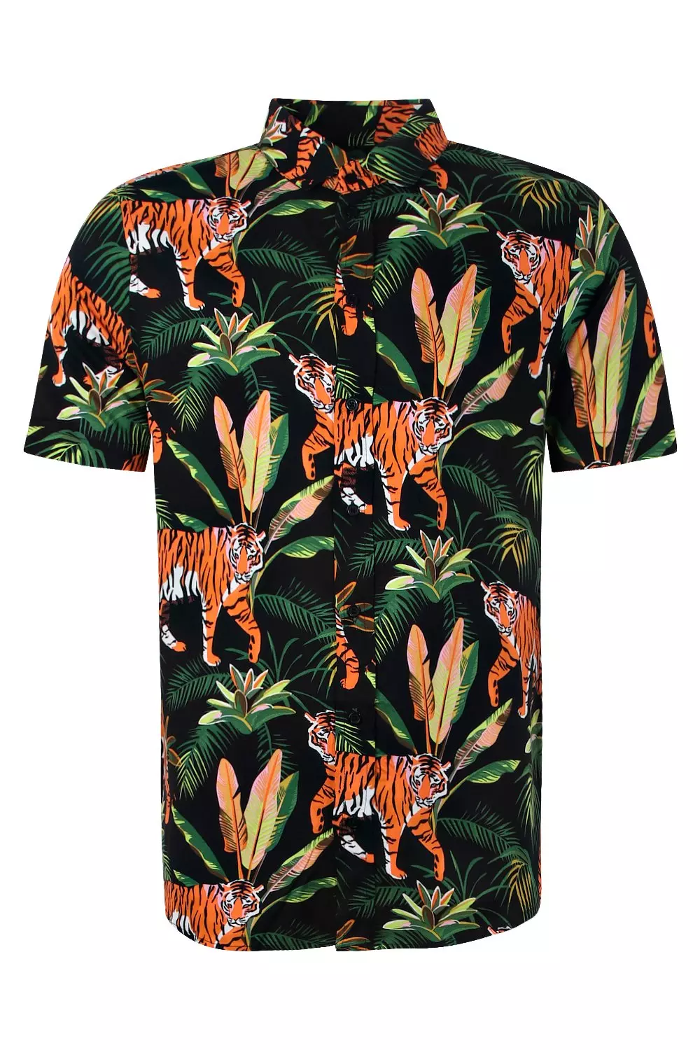 Stüssy tiger-print Short-Sleeve Shirt - Black