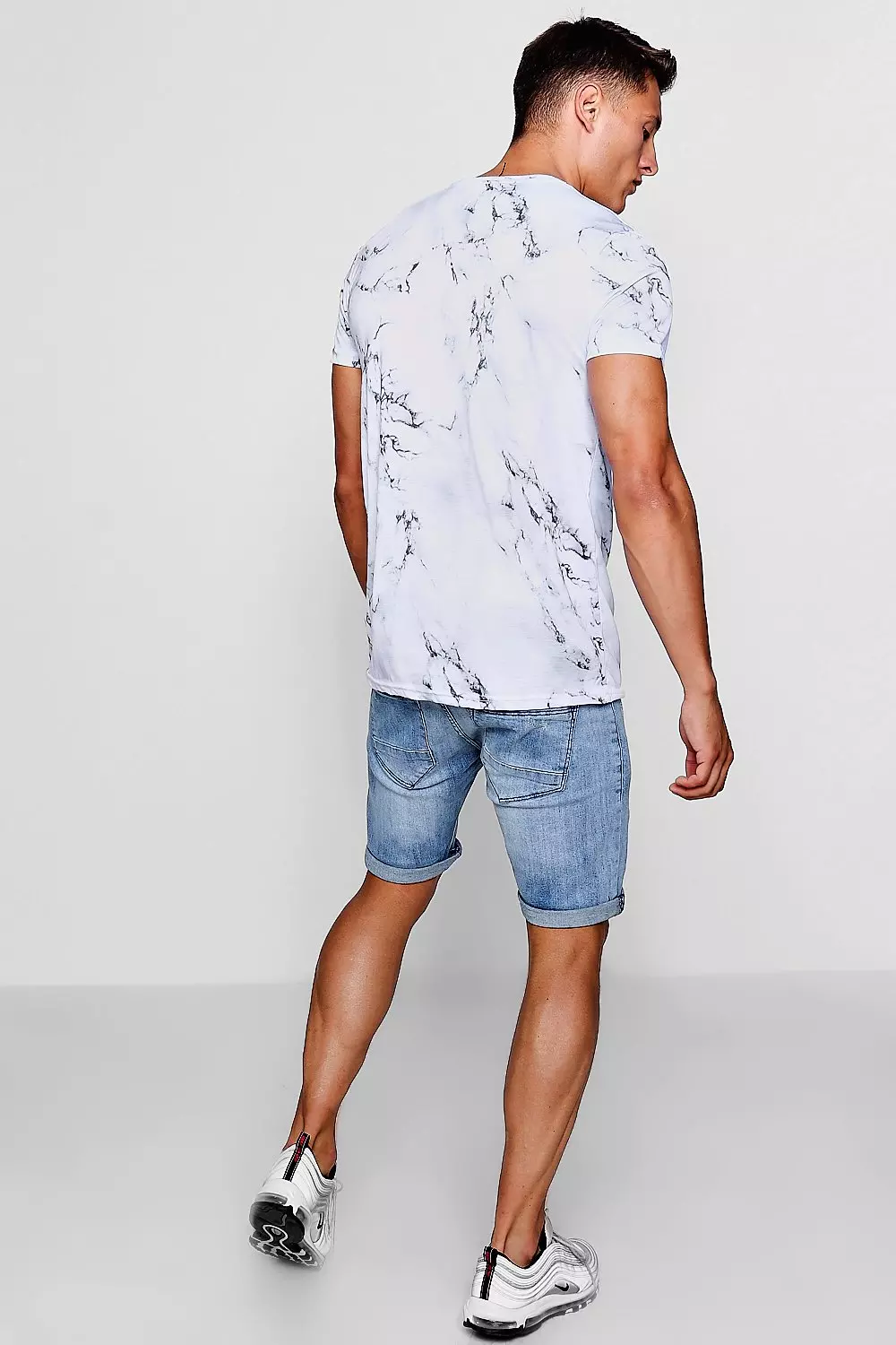 Longline Marble Effect T-Shirt