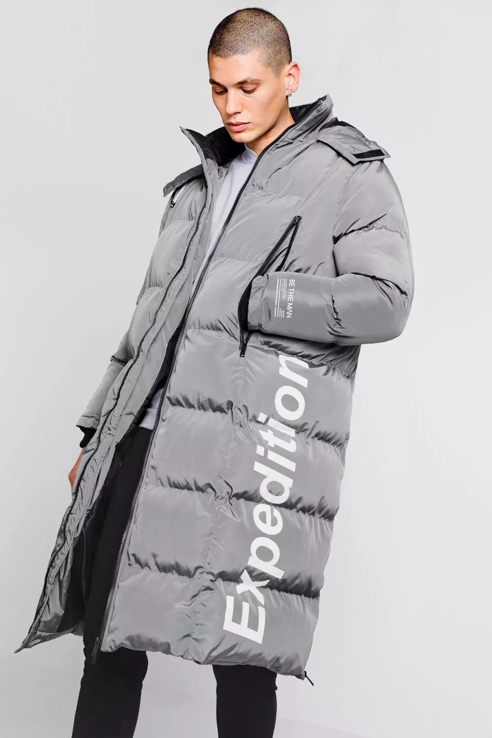 Boohooman long sale coat