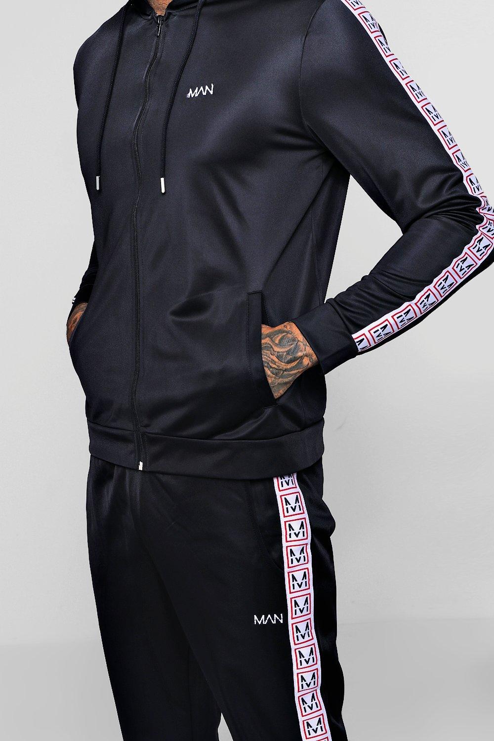 boohoo black and white tracksuit